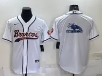 Men's Denver Broncos Blank White Baseball Nike Jersey
