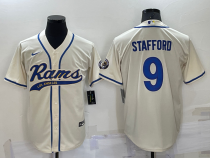 Copy Men's Los Angeles Rams #9 Matthew Stafford Cream Baseball Nike Jersey