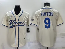 Copy Men's Los Angeles Rams #9 Matthew Stafford Cream Baseball Nike Jersey