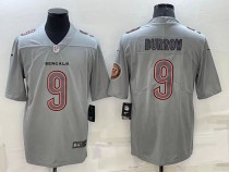 Men's Cincinnati Bengals #9 Joe Burrow Grey Atmosphere With Patch Fashion Limited Jersey
