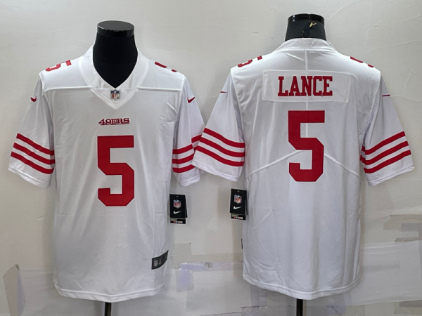 Men's San Francisco 49ers #5 Trey Lance 2022 New White Vapor Untouchable Limited Jersey