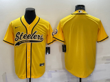 Men's Pittsburgh Steelers Blank Yellow Baseball Nike Jersey