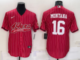 Men's San Francisco 49ers #16 Joe Montana Red Baseball Jersey