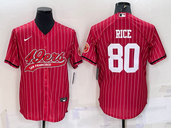 Men's San Francisco 49ers #80 Jerry Rice  Red Baseball Jersey