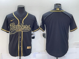 Men's Las Vegas Raiders Blank Black Gold With Patch Baseball Jersey