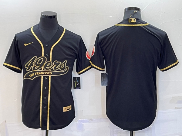 Men's San Francisco 49ers Blank Black Gold With Patch Baseball Jersey