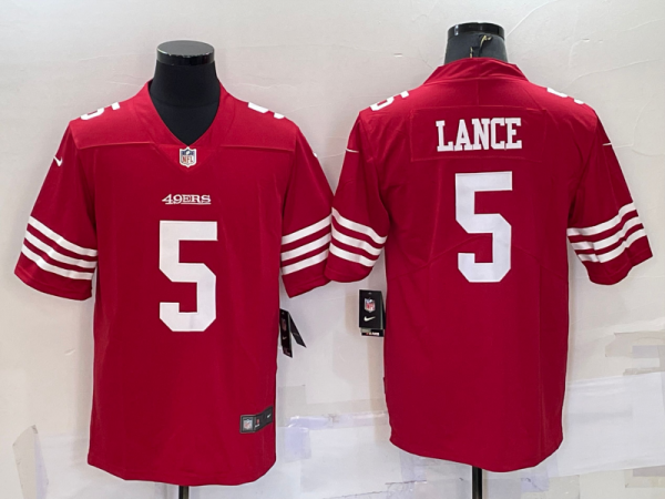 Men's San Francisco 49ers #5 Trey Lance 2022 New Red Vapor Untouchable Limited Jersey