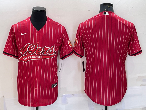 Men's San Francisco 49ers Blank Red With Patch Baseball Jersey