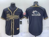 Men's Denver Broncos Blank Black Gold With Patch Baseball Jersey
