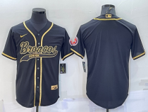 Men's Denver Broncos Blank Black Gold With Patch Baseball Jersey