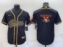 Men's San Francisco 49ers Blank Black Gold With Patch Baseball Jersey