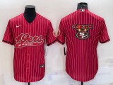 Men's San Francisco 49ers Red Team Big Logo With Patch Baseball Jersey