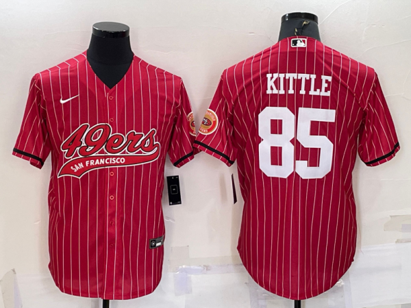 Men's San Francisco 49ers #85 George Kittle Red Baseball Jersey