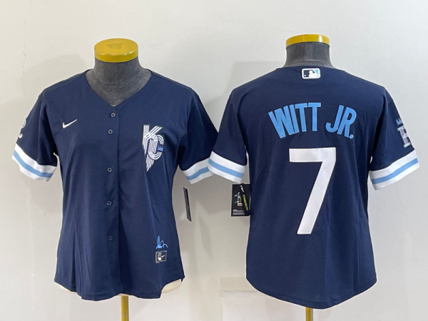 MLB Kansas City Royals #7 Witt Jr. 2022 Navy City Connect Jersey