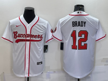 Men's Tampa Bay Buccaneers #12 Tom Brady White Baseball Jersey