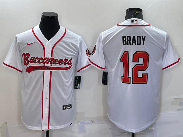 Men's Tampa Bay Buccaneers #12 Tom Brady White Baseball Jersey