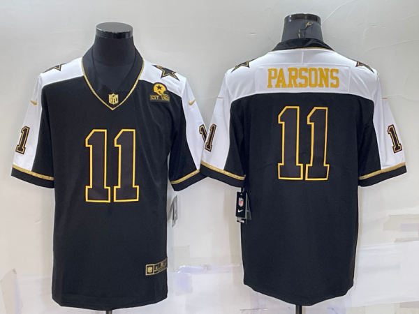 Men's Dallas Cowboys #11 Micah Parsons Black Gold Thanksgiving With Patch Jersey