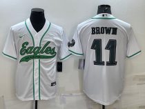 Men's Philadelphia Eagles #11 A. J. Brown Grey Baseball Nike Jersey