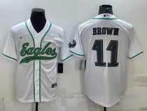 Men's Philadelphia Eagles #11 A. J. Brown Grey Baseball Nike Jersey