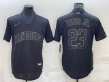 Men's San Diego Padres #23 Fernando Tatis Jr. Black Pitch Black Fashion Jersey