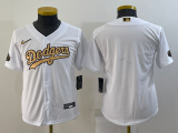 Youth MLB Los Angeles Dodgers Blank White/Gold Jersey