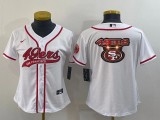 Women San Francisco 49ers Blank White Baseball Jersey