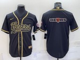 Men's Chicago Bears Black Gold With Patch Baseball Jersey