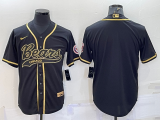 Men's Chicago Bears Black Gold With Patch Baseball Jersey