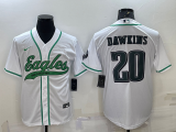 Men's Philadelphia Eagles #20 Brian Dawkins White Baseball Nike Jersey