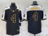 Men's Dallas Cowboys #4 Dak Prescott Black Gold Thanksgiving With Patch Jersey