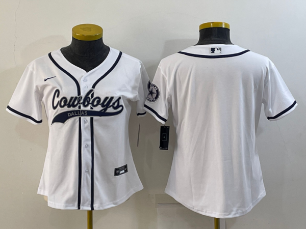 Women Dallas Cowboys Blank White Baseball Jersey