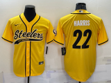 Men's Pittsburgh Steelers #22 Najee Harris Yellow Baseball Jersey