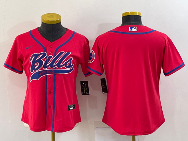 Women Buffalo Bills Blank Red Baseball Nike Jersey