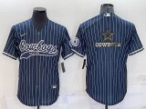 Men's Dallas Cowboys Blank Navy With Patch Baseball Jersey