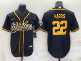 Men's Pittsburgh Steelers #22 Najee Harris Black Baseball Jersey