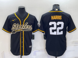 Men's Pittsburgh Steelers #22 Najee Harris Black Baseball Jersey