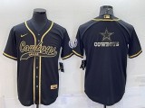 Men's Dallas Cowboys Black Gold With Patch Baseball Jersey