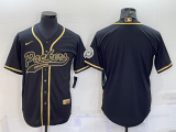 Men's Green Bay Packers Black Gold With Patch Baseball Jersey