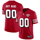 Men's San Francisco 49ers 75th Anniversary Customized Red Alternate Rush Limited Jersey