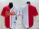 Men's Kansas City Chiefs Bank Red/White Split Baseball Nike Jersey