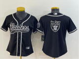 Women Las Vegas Raiders Black Team Big Logo With Patch Baseball Nike Jersey