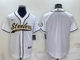 Men's Pittsburgh Steelers Blank White Baseball Nike Jersey