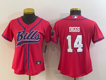 Women Buffalo Bills #14 Stefon Diggs Red Baseball Jersey