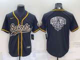 Men's New Orleans Saints Black Team Big Logo With Patch Baseball Nike Jersey