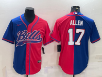 Men's Buffalo Bills #17 Josh Allen Blue/Red Split Baseball Nike Jersey