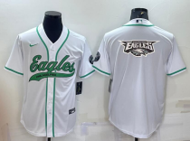 Men's Philadelphia Eagles White Team Big Logo With Patch Baseball Nike Jersey