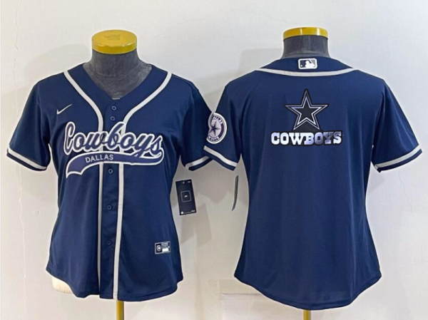 Women Dallas Cowboys Navy Team Big Logo With Patch Baseball Nike Jersey