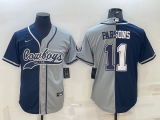 Men's Dallas Cowboys #11 Micah Parsons Navy/Grey Split Baseball Nike Jersey