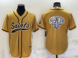 Men's New Orleans Saints Gold Team Big Logo With Patch Baseball Nike Jersey