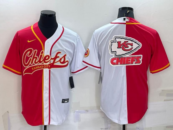 Men's Kansas City Chiefs Red/White Split Baseball Nike Jersey